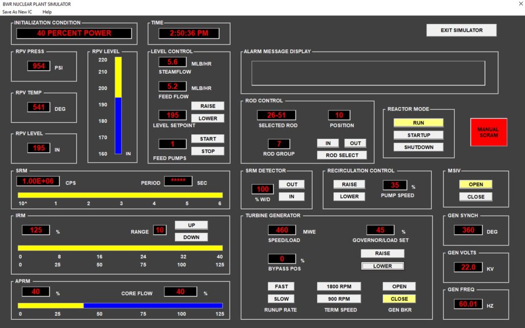 Reactor Control Panel – Boiling Water Reactor Simulation